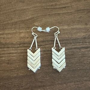 Sterling-Style Chevron Drop Earrings in Silver